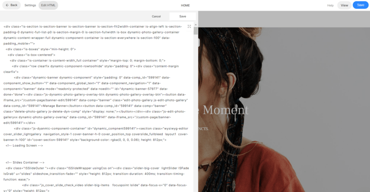 Editing Pixpa's website through HTML